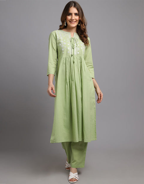 Lime Green Pure Cotton Salwar Suit Pant