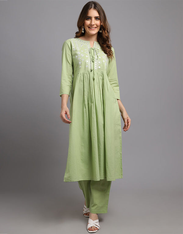 Lime Green Pure Cotton Salwar Suit Pant