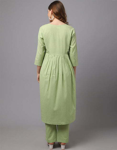 Lime Green Pure Cotton Salwar Suit Pant Closure View