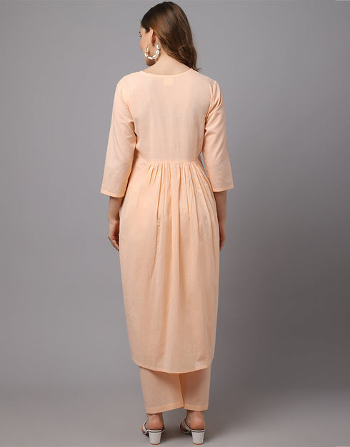 Orange Pure Cotton Salwar Suit Palazzo Closure View