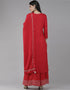 Red Rayon Slub Suit Palazzo Closure View
