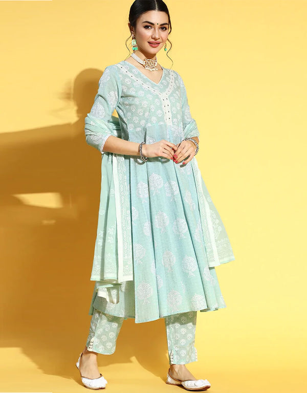 Sky Blue Cotton Suit Pant