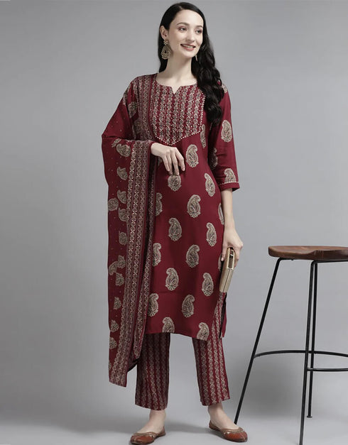 Maroon Muslin Salwar Kameez Pant