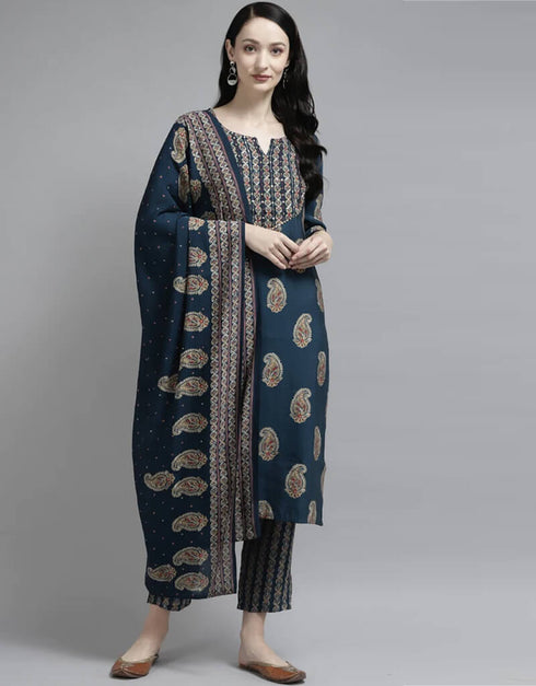 Navy Blue Muslin Salwar Kameez Pant