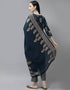 Navy Blue Muslin Salwar Kameez Pant Closure View