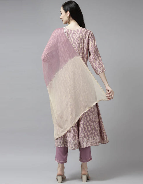 Lavender Muslin Salwar Kameez Pant Closure View