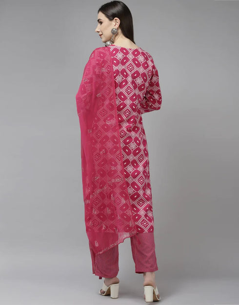 Pink Rayon Salwar Kameez Pant Closure View