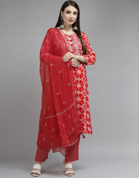 Red Rayon Salwar Kameez Pant