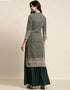 Green Rayon Suit Sharara Closure View