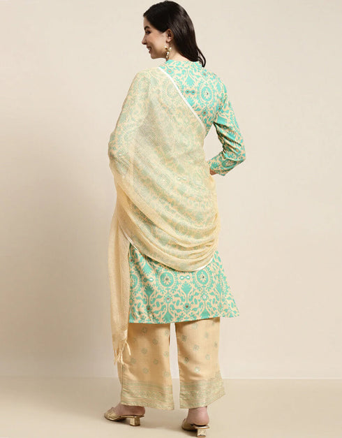 Sky Rayon Suit Palazzo Closure View