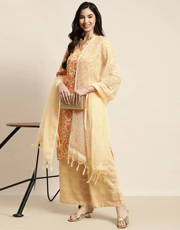 Light Orange Rayon Suit Palazzo