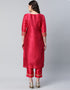 Red Art Silk Salwar Suit Pant Closure View