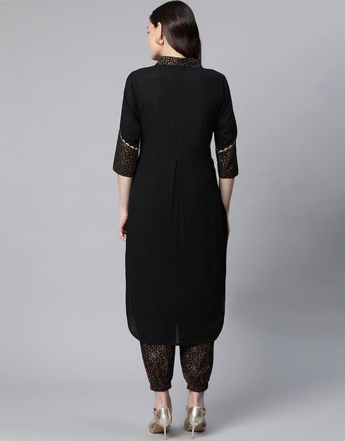 Black Pure Cotton Salwar Suit Pant Closure View