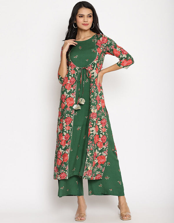 Green Rayon Salwar Suit Palazzo
