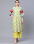 Yellow Cotton Blend Salwar Suit Palazzo