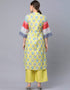 Yellow Cotton Blend Salwar Suit Palazzo Closure View