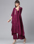 Wine Crepe Salwar Suit Palazzo Women