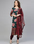 Dark Green Polyester Salwar Suit Chudidar
