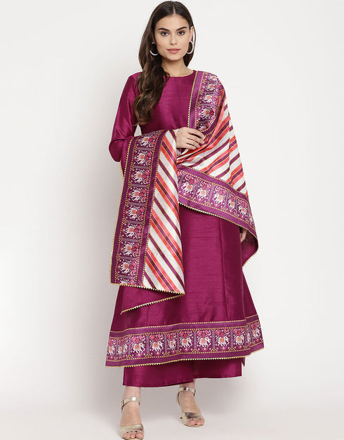 Purple Poly Silk Salwar Suit Palazzo