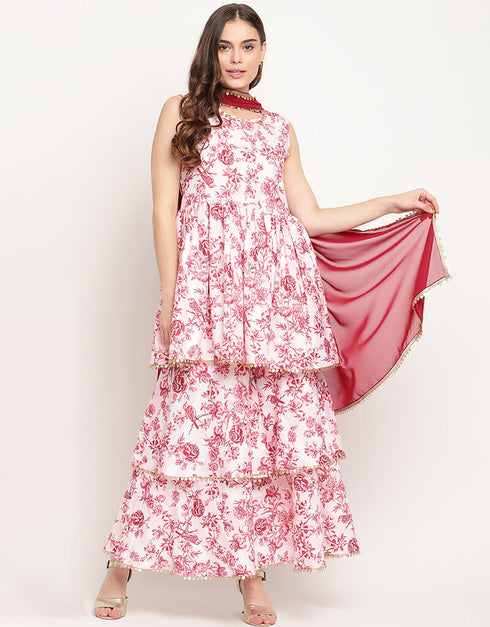 Pink Rayon Salwar Suit Sharara