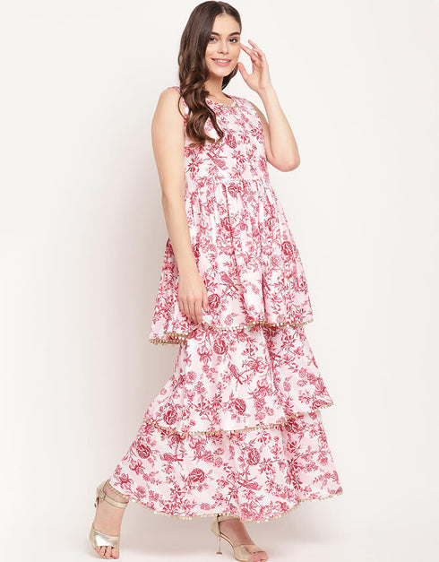 Pink Rayon Salwar Suit Sharara Women