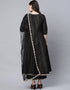 Black Poly Silk Salwar Suit Palazzo Closure View