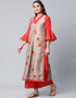 Red And Beige Chanderi Salwar Suit Palazzo Women
