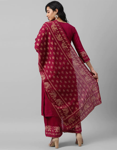 Pink Pure Cotton Suit Palazzo Closure View