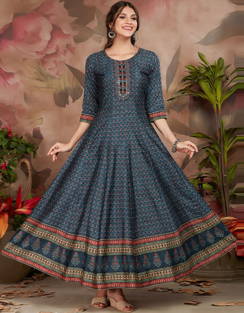 Blue Anarkali Kurti