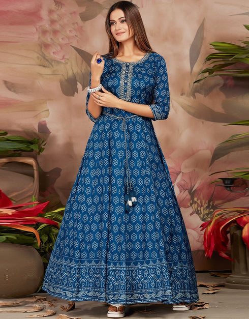 Blue Anarkali Kurti
