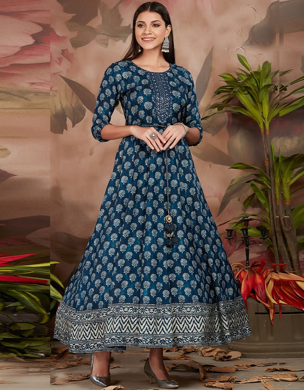 Blue Anarkali Kurti