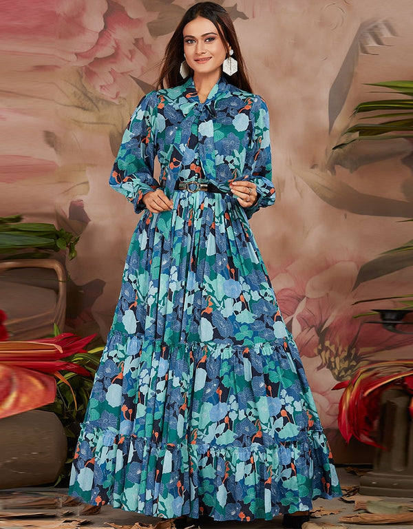 Blue Fancy Designer Anarkali Kurti