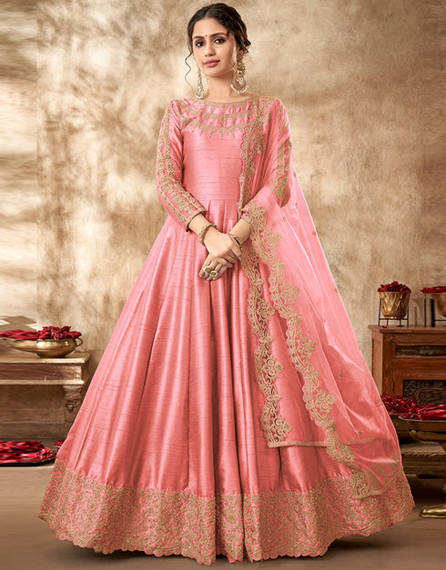 Light Pink Art Silk Anarkali Anarkali