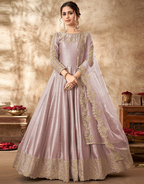 Light Dusty Pink Art Silk Anarkali Anarkali