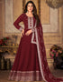 Dark Maroon Faux Georgette Anarkali Anarkali