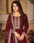 Dark Maroon Faux Georgette Anarkali Anarkali Back View