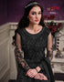 Black Pant style Suits Soft Net Salwar Kameez in Cording Embroidery & Lace Work Closure View