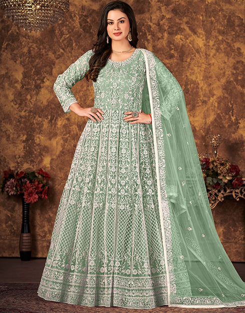 Light Mint Green Net Anarkali Anarkali Closure View