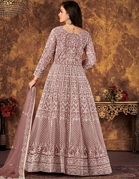 Mauve Net Anarkali Anarkali Salwar Kameez
