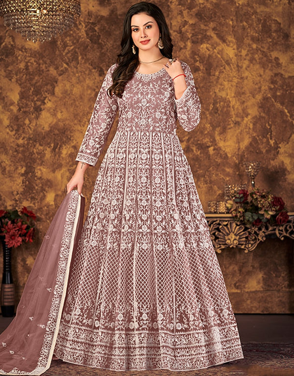Mauve Net Anarkali Anarkali