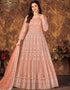 Peach Net Anarkali Anarkali