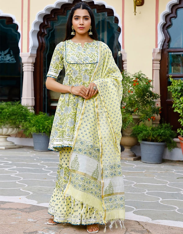 Light Pista Cotton Suit Sharara