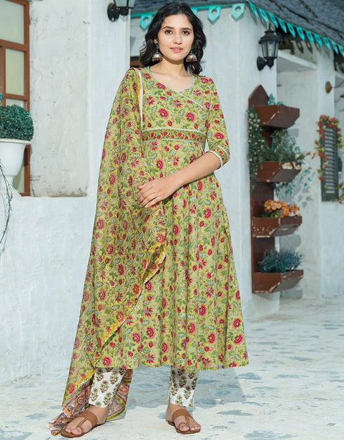 Light Green Cotton Suit Pant