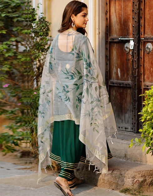 Green Rayon Suit Pant Closure View