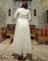 Cream White Cotton Anarkali Pant Women