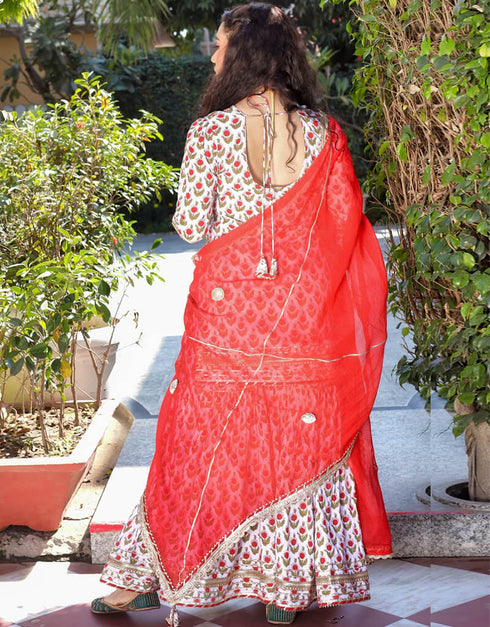 White Cotton Suit Sharara Women