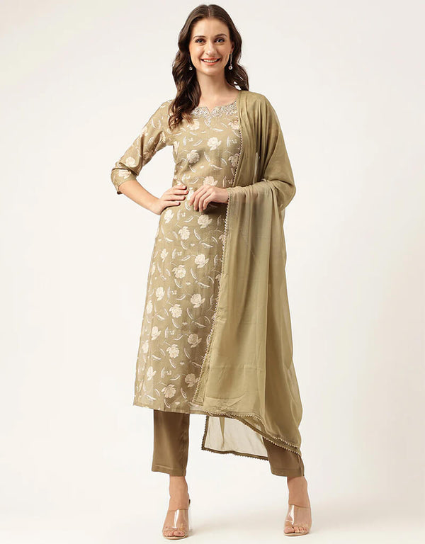 Congo Brown Cotton Straight Pant