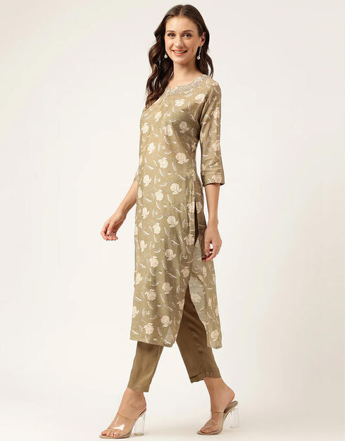 Congo Brown Cotton Straight Pant Women