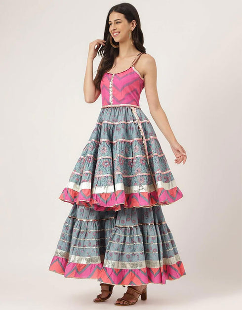 Regent Grey Pure Cotton Salwar Suit Sharara Women