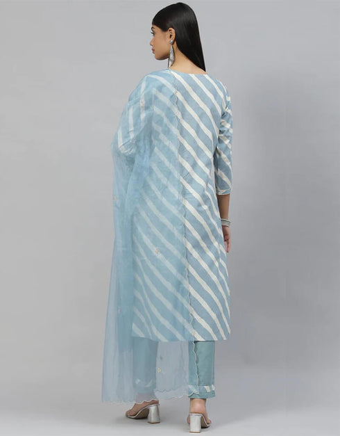 Rock Blue Pure Cotton Straight Pant Closure View